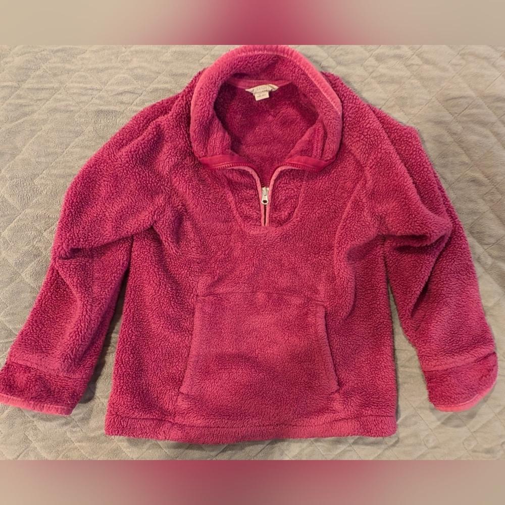 Lands' End Kids Medium Raspberry Fleece Quarter Zip.